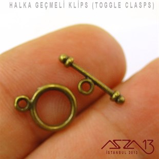 Antik Bakır ve Pirinç Kaplamalı, 9 mm Halka Geçmeli Kilit / Paket İçeriği 1 Set