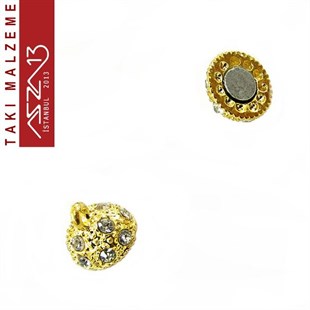 Altın Kaplamalı,1.0x1,5 cm Kristal Taşlı, Mıknatıslı Top Kilit / Paket İçeriği 1 Adet