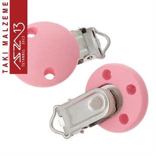 Pembe - Ahşap Emzik Klipsi / Paket İçeriği 1 Adet