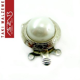 Nikel Kaplamalı, 1.4x2.0 cm Desenli,  İnci Taşlı, Yuvarlak Şekilli Çift Kulplu, Pim Mekanizmalı Kilit / Paket İçeriği 1 Adet