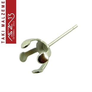 Nikel Kaplamalı, 8 mm Tırnaklı Yuva Küpe Kancası / Paket İçeriği 5 Çift