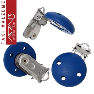 Kobalt Mavi - Ahşap Emzik Klipsi / Paket İçeriği 1 Adet