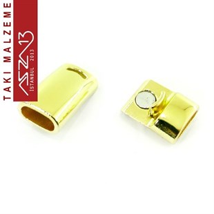 9x4 mm Yuva Ebatlı, Altın, 1.3x2.5 cm Bombeli Dikdörtgen Mıknatıslı Kilit / Paket İçeriği 1 Adet