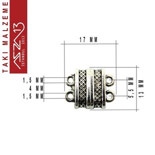 Antik Gümüş Kaplama, 1.3x1.7 cm, Mıknatıslı Çift Kulplu Kilit / Paket İçeriği 1 Adet