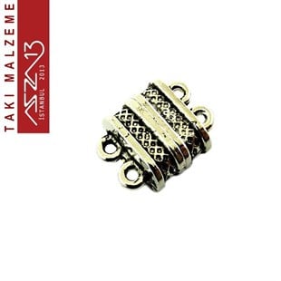 Antik Gümüş Kaplama, 1.3x1.7 cm, Mıknatıslı Çift Kulplu Kilit / Paket İçeriği 1 Adet