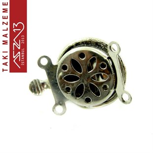 Nikel Kaplamalı, 1.4x2.0 cm Desenli,  İnci Taşlı, Yuvarlak Şekilli Çift Kulplu, Pim Mekanizmalı Kilit / Paket İçeriği 1 Adet