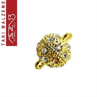 Altın Kaplamalı,1.0x1,5 cm Kristal Taşlı, Mıknatıslı Top Kilit / Paket İçeriği 1 Adet