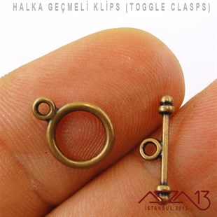 Antik Bakır ve Pirinç Kaplamalı, 9 mm Halka Geçmeli Kilit / Paket İçeriği 1 Set