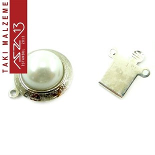 Nikel Kaplamalı, 1.4x2.0 cm Desenli,  İnci Taşlı, Yuvarlak Şekilli Çift Kulplu, Pim Mekanizmalı Kilit / Paket İçeriği 1 Adet