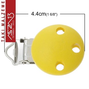 Sarı - Ahşap Emzik Klipsi / Paket İçeriği 1 Adet