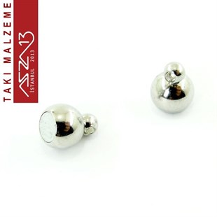 Nikel Kaplamalı, 1.5x0.6 cm Düz Yüzeyli Çift Küre Şekilli Mıknatıslı Kilit / Paket İçeriği 1 Adet
