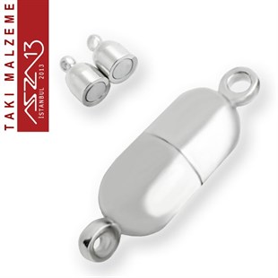 Palladyum Kaplama, 0.6x1.8 cm Silindirik Oval, Mıknatıslı Kilit / Paket İçeriği 1 Adet