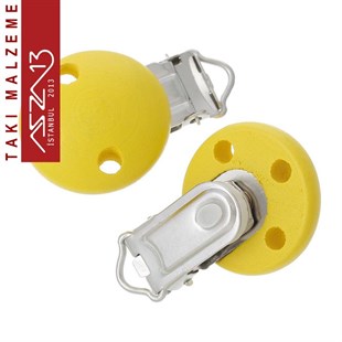 Sarı - Ahşap Emzik Klipsi / Paket İçeriği 1 Adet