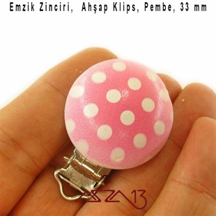 Pembe Puantiyeli Büyük Emzik Klipsi / Paket İçeriği 1 Adet