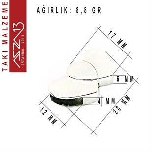 12x4 mm Yuva Ebatlı Nikel, 1.7x2.8 cm Çift Kalp Mıknatıslı Kilit / Paket İçeriği 1 Adet