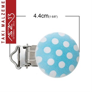 Mavi Puantiyeli - Ahşap Emzik Klipsi / Paket İçeriği 1 Adet