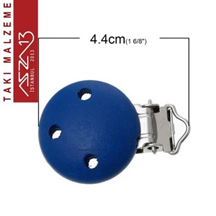 Kobalt Mavi - Ahşap Emzik Klipsi / Paket İçeriği 1 Adet