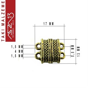 Antik Pirinç Kaplama, 1.3x1.7 cm, Mıknatıslı Çift Kulplu Kilit / Paket İçeriği 1 Adet