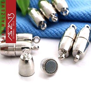 Palladyum Kaplama, 0.6x1.8 cm Silindirik Oval, Mıknatıslı Kilit / Paket İçeriği 1 Adet