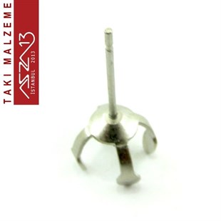 Nikel Kaplamalı, 8 mm Tırnaklı Yuva Küpe Kancası / Paket İçeriği 5 Çift