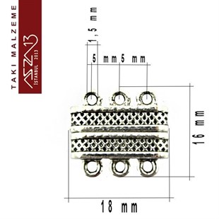Antik Gümüş Kaplama, 1.6x1.8 cm, Mıknatıslı Üç Kulplu Kilit / Paket İçeriği 1 Adet