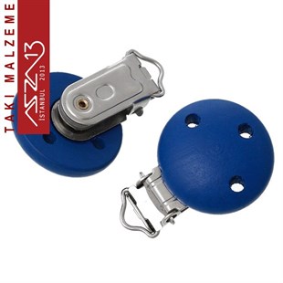 Kobalt Mavi - Ahşap Emzik Klipsi / Paket İçeriği 1 Adet