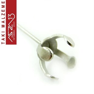 Nikel Kaplamalı, 8 mm Tırnaklı Yuva Küpe Kancası / Paket İçeriği 5 Çift