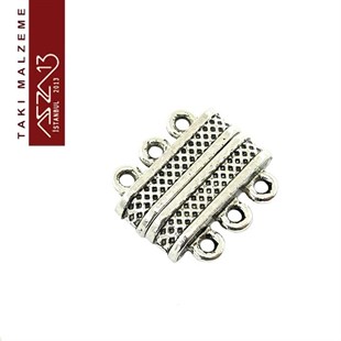 Antik Gümüş Kaplama, 1.6x1.8 cm, Mıknatıslı Üç Kulplu Kilit / Paket İçeriği 1 Adet