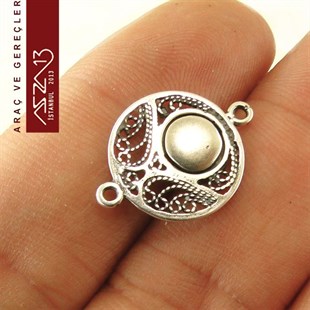 Antik Gümüş Kaplama, 1,6x2,0 cm, Telkari Klips / Paket İçeriği 1 Adet