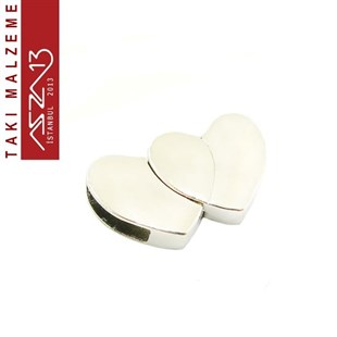 12x4 mm Yuva Ebatlı Nikel, 1.7x2.8 cm Çift Kalp Mıknatıslı Kilit / Paket İçeriği 1 Adet