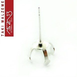 Gümüş Kaplamalı, 8 mm Tırnaklı Yuva Küpe Kancası / Paket İçeriği 5 Çift