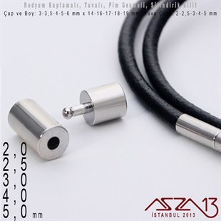 2,0/2,5/3,0/4,0/5,0 mm Yuva Çaplı - Rodyum Kaplama - Pim Geçmeli Kilit / 1 Adet