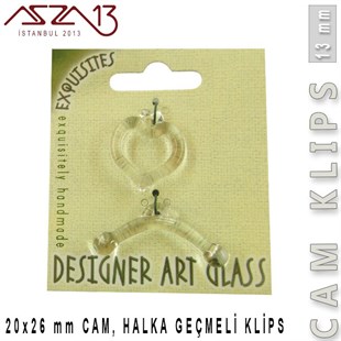 Crystal, 13 mm, Cam Geçmeli Kalp Klips / Paket İçeriği 1 Adet