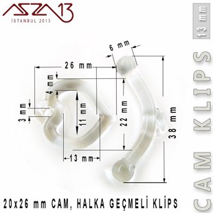 Crystal, 13 mm, Cam Geçmeli Kalp Klips / Paket İçeriği 1 Adet