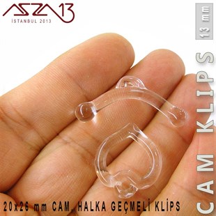 Crystal, 13 mm, Cam Geçmeli Kalp Klips / Paket İçeriği 1 Adet