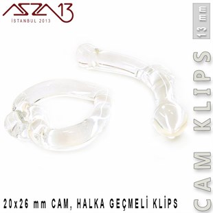 Crystal, 13 mm, Cam Geçmeli Kalp Klips / Paket İçeriği 1 Adet