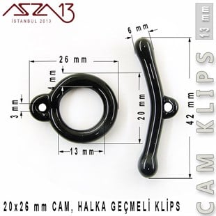 Jet, 13 mm, Cam Geçmeli Klips / Paket İçeriği 1 Adet
