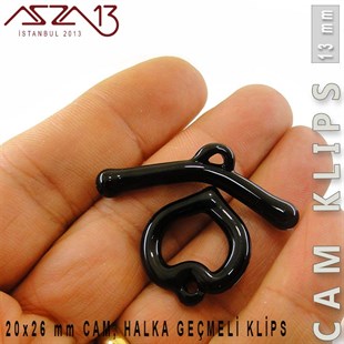 Jet, 13 mm, Cam Geçmeli Kalp Klips / Paket İçeriği 1 Adet