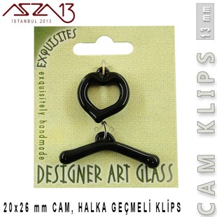 Jet, 13 mm, Cam Geçmeli Kalp Klips / Paket İçeriği 1 Adet