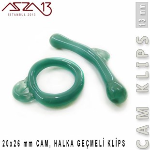 Turkuaz, 13 mm, Cam Geçmeli Klips / Paket İçeriği 1 Adet