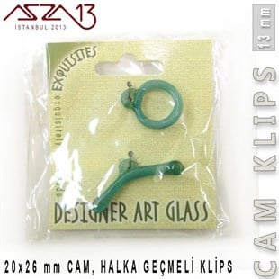 Turkuaz, 13 mm, Cam Geçmeli Klips / Paket İçeriği 1 Adet