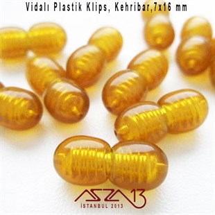 16x7 mm, Amber Plastik Vidalı Klips / Paket İçeriği 1 Adet