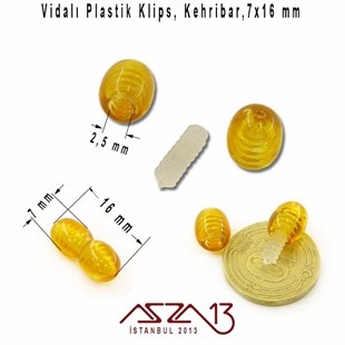 16x7 mm, Amber Plastik Vidalı Klips / Paket İçeriği 1 Adet