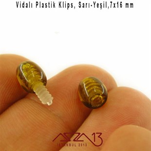 16x7 mm, Sarı-Yeşil Plastik Vidalı Klips / Paket İçeriği 1 Adet