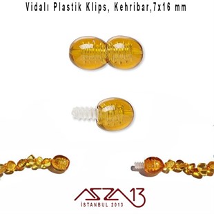 16x7 mm, Amber Plastik Vidalı Klips / Paket İçeriği 1 Adet