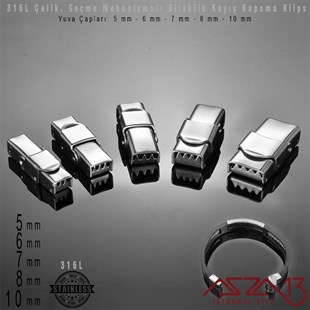 316L Çelik - Geçmeli Kapama Kilit (Klips)  - 3x5, 3x6, 3x7, 3x8, 3x10 mm Yuva Çaplı / 1 Adet