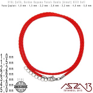 316L Çelik Kapsül Kapama Kilit (Klips) Seti - 1,0/1,5/2,2/2,6/3,2/4,0/5,0 mm Yuva Çaplı / 1 Set