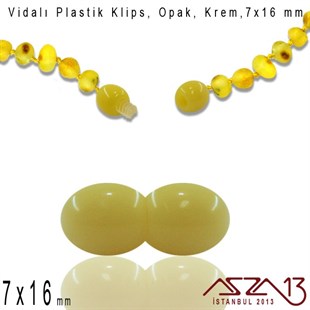 Plastik Vidalı Boncuk Kilit (Klips) - Opak Krem - 16x7 mm / 1 Adet