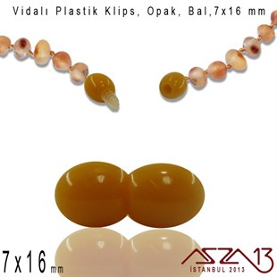 Plastik Vidalı Boncuk Kilit (Klips) - Opak Bal - 16x7 mm / 1 Adet
