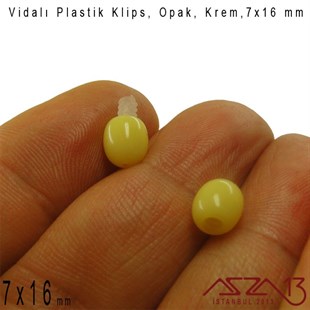 Plastik Vidalı Boncuk Kilit (Klips) - Opak Krem - 16x7 mm / 1 Adet